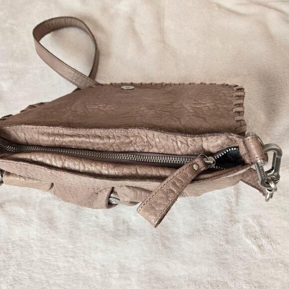 Liebeskind Berlin Leather Crossbody Bag Taupe Braided Flap Shoulder Purse - Picture 6 of 16